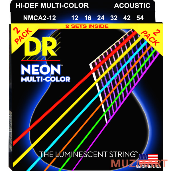 DR NMCA-2/12 HI-DEF NEON Струны для акустической гитары, 2 комплекта