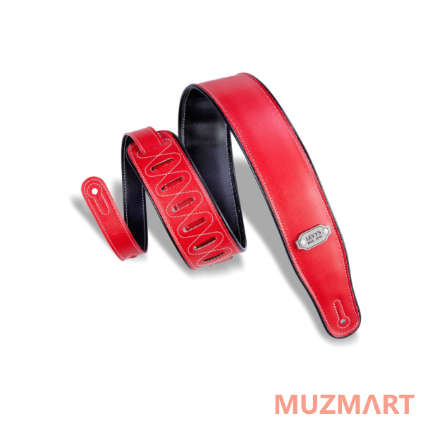 Levy's M26VP-RED-BLK Rebel Series Ремень для гитары, винил, двусторонний, красный/черный