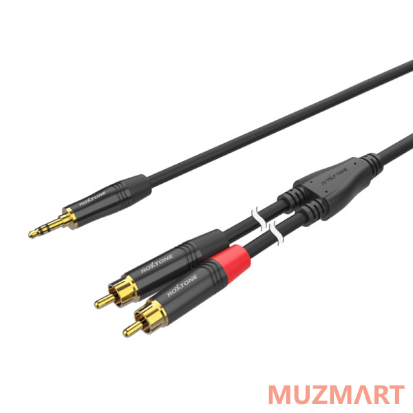 Roxtone PACC150/1 Аудио кабель, 3.5мм stereo Jack - 2xRCA, 1м
