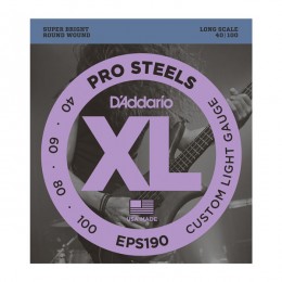 D'Addario EPS190 PROSTEELS BASS CUSTOM LIGHT 40-100 Cтруны для бас-гитары