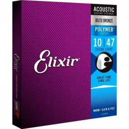 Elixir 11000 Polyweb ANTI-RUST Extra Light Струны  для акустической гитары